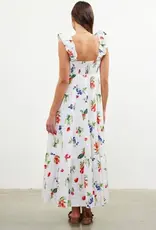 Printed Poplin V-Neck Maxi Dress