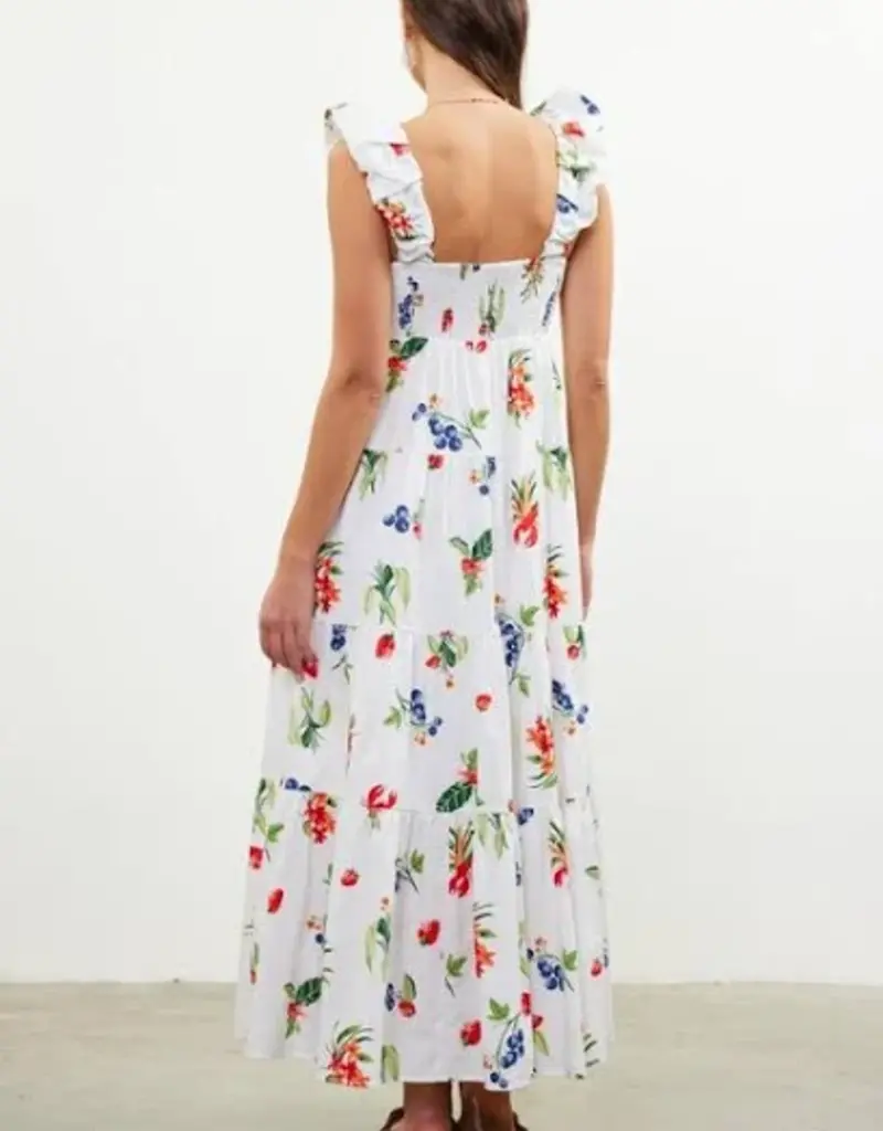 Printed Poplin V-Neck Maxi Dress