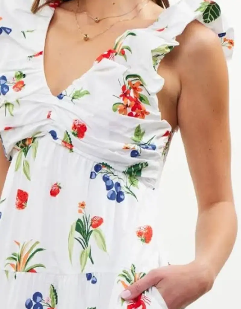 Printed Poplin V-Neck Maxi Dress