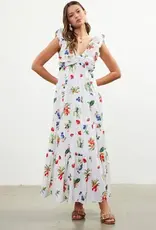Printed Poplin V-Neck Maxi Dress