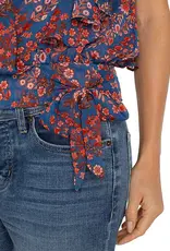 Ruffle Sleeve Draped Front Top