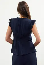 Ruffle Keyhole Neck Top