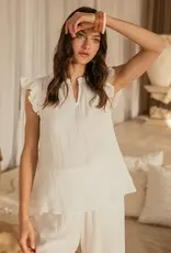 Ruffle Keyhole Neck Top