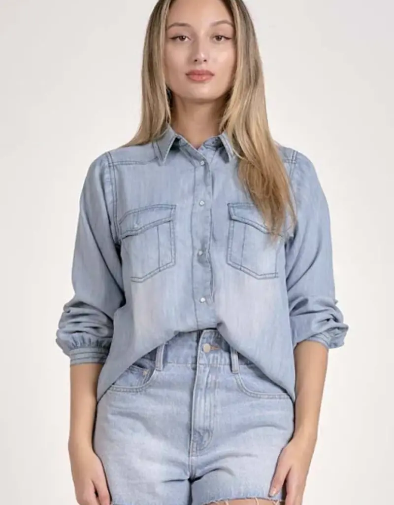 LS Denim Button Down w/ Wide Sleeve