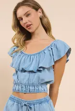 It's Pouring Wide Ruffle Neck Top