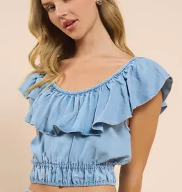 It's Pouring Wide Ruffle Neck Top
