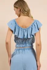 It's Pouring Wide Ruffle Neck Top