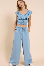 It's Pouring Wide Ruffle Neck Top
