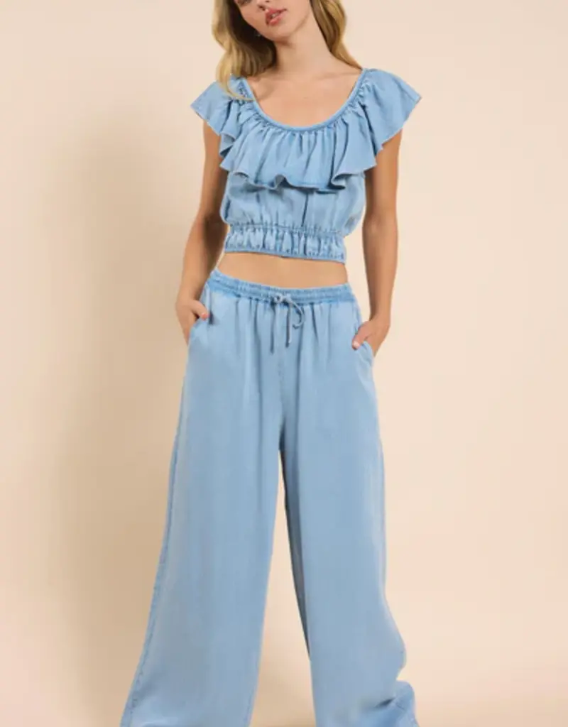 It's Pouring Wide Ruffle Neck Top