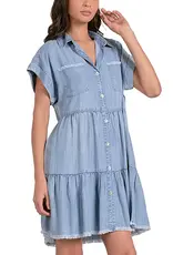 Frayed Denim Shirt Dress