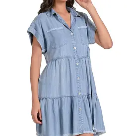 Frayed Denim Shirt Dress