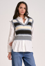 Sweater Vest Shirt Combo Top