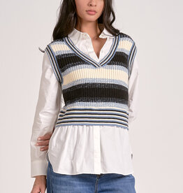 Sweater Vest Shirt Combo Top