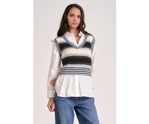 Sweater Vest Shirt Combo Top - Savvy Chic Boutique