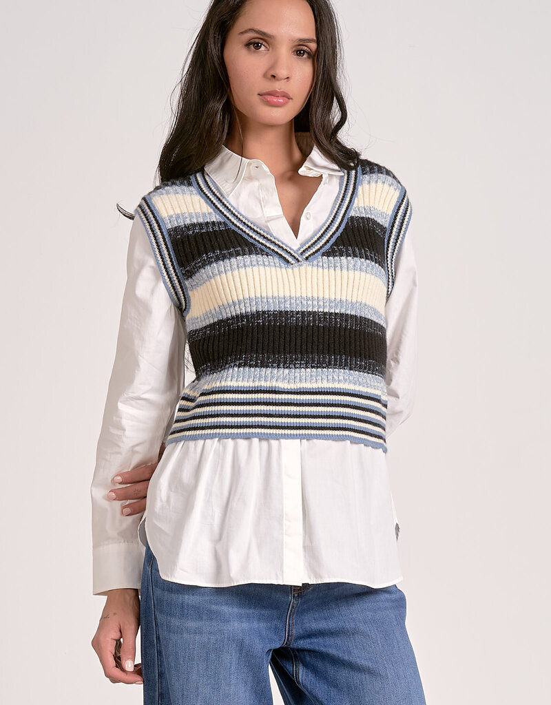 Sweater Vest Shirt Combo Top