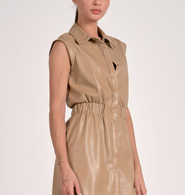 SL Elastic Waist Faux Leather Dress