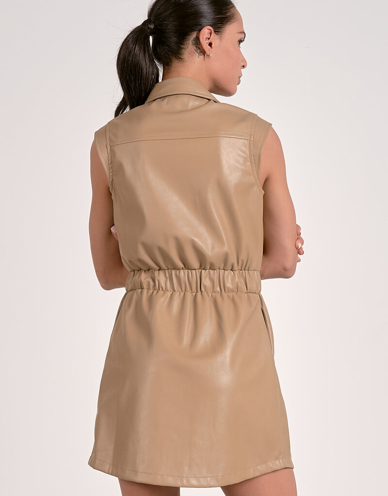 SL Elastic Waist Faux Leather Dress