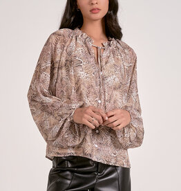 LS Flowy Snake Print Top
