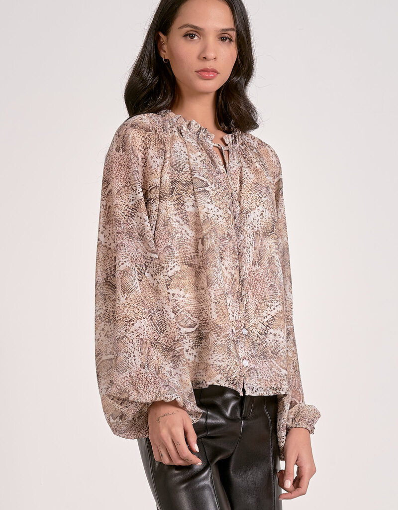 LS Flowy Snake Print Top