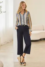 LS Button Front Striped Top