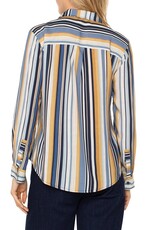LS Button Front Striped Top