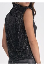 Mock Neck Cap Sleeve Sequin Top