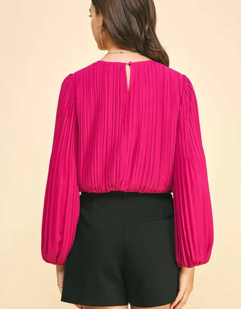 Cabernet On A Wednesday Pleated Blouse