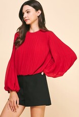 Cabernet On A Wednesday Pleated Blouse