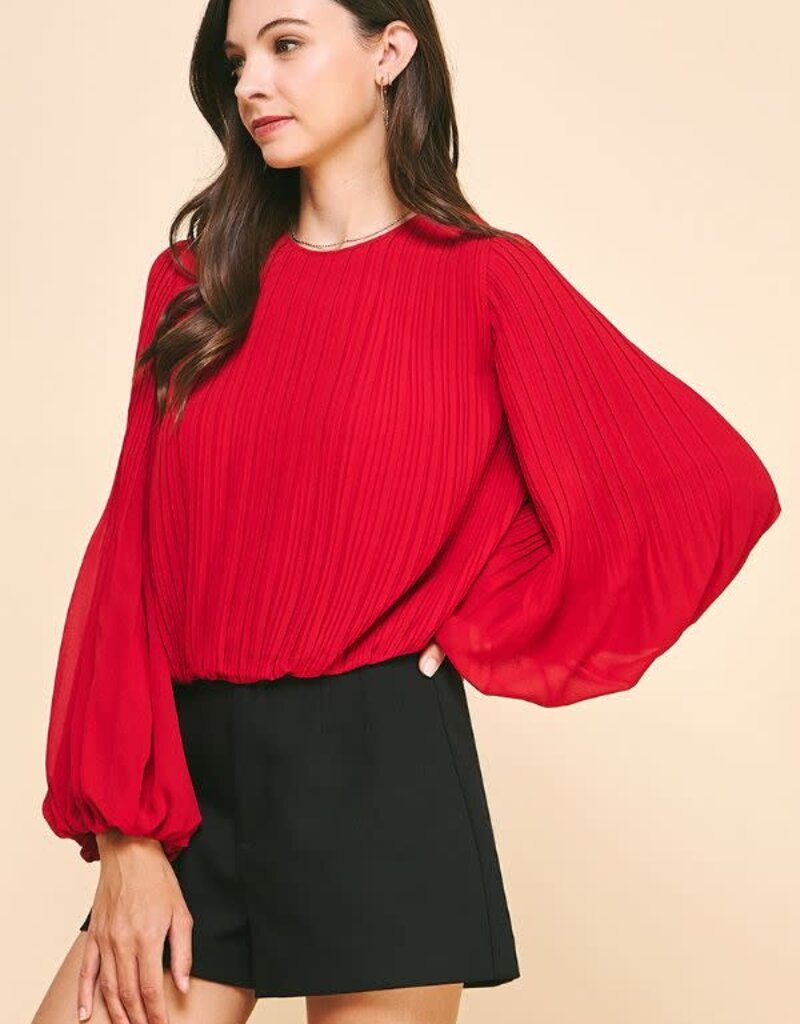 Cabernet On A Wednesday Pleated Blouse