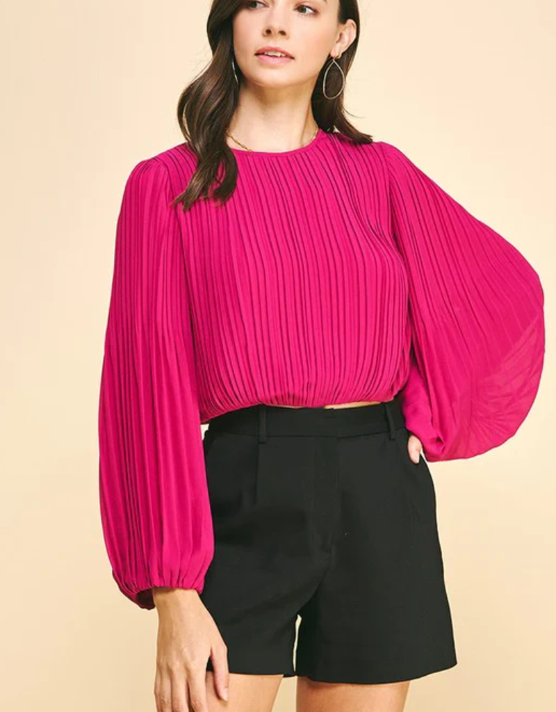 Cabernet On A Wednesday Pleated Blouse