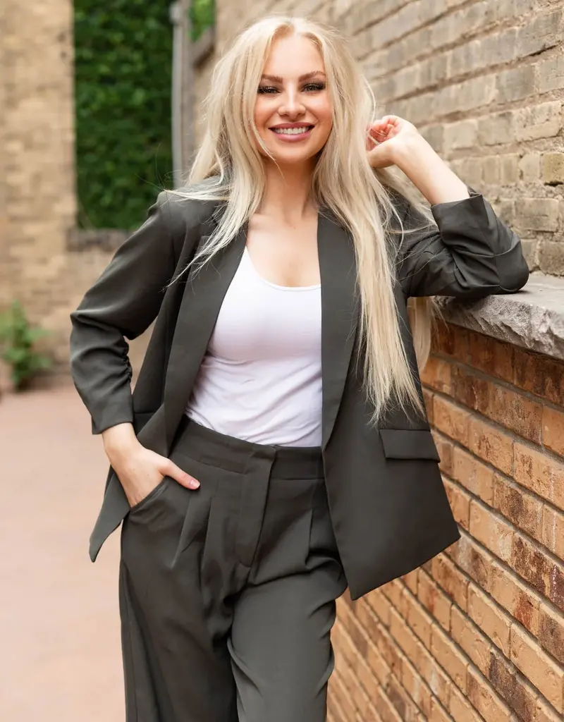 Blazer With Shirred Sleeve
