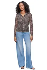 Sanctuary Fitted Mesh Button Down Top