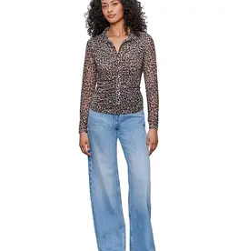 Sanctuary Fitted Mesh Button Down Top