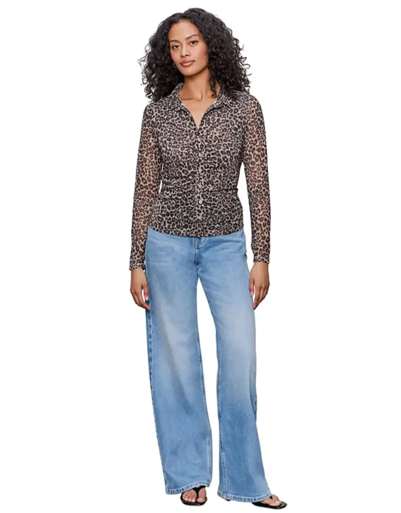 Sanctuary Fitted Mesh Button Down Top