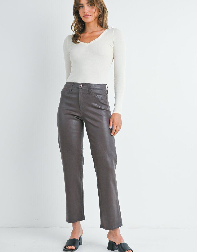 Just Black Denim Slim Cropped Boocut Coated
