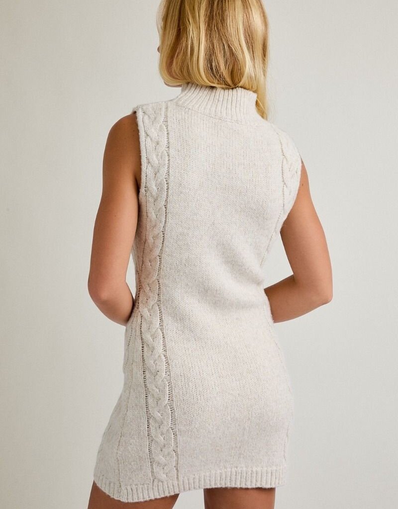 Mock Neck SL Cable Sweater Dress