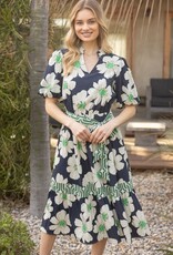Voy Floral And Stripe Mixed Midi Dress