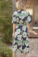 Voy Floral And Stripe Mixed Midi Dress