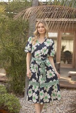 Voy Floral And Stripe Mixed Midi Dress