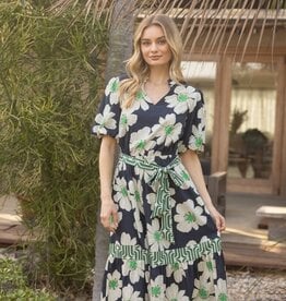 Voy Floral And Stripe Mixed Midi Dress
