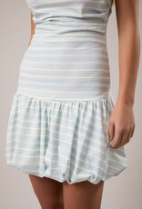 Strapless Bubble Hem Stripe Mini Dress