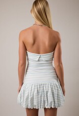 Strapless Bubble Hem Stripe Mini Dress