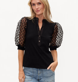 Colette Mixed Media Polka Dot Top