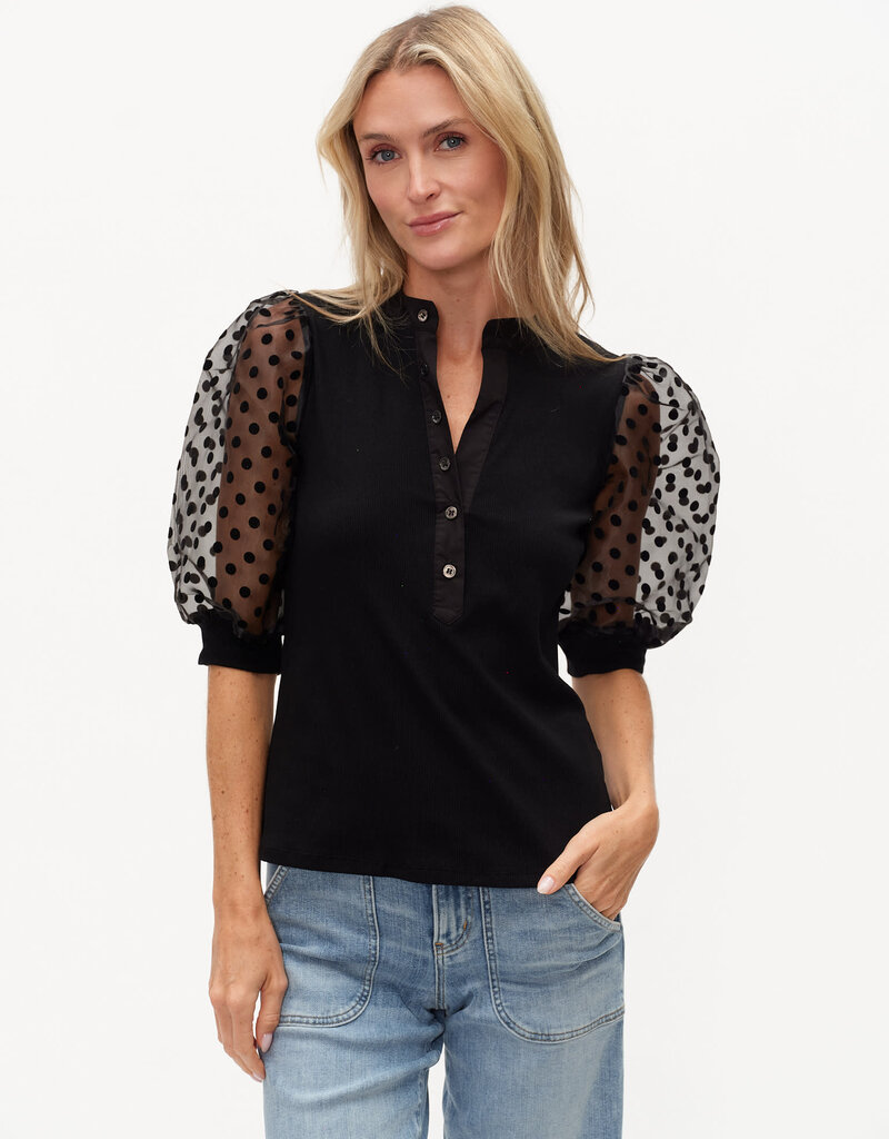 Colette Mixed Media Polka Dot Top