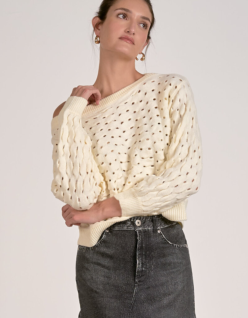 Wide Neck Open Knit Sweater