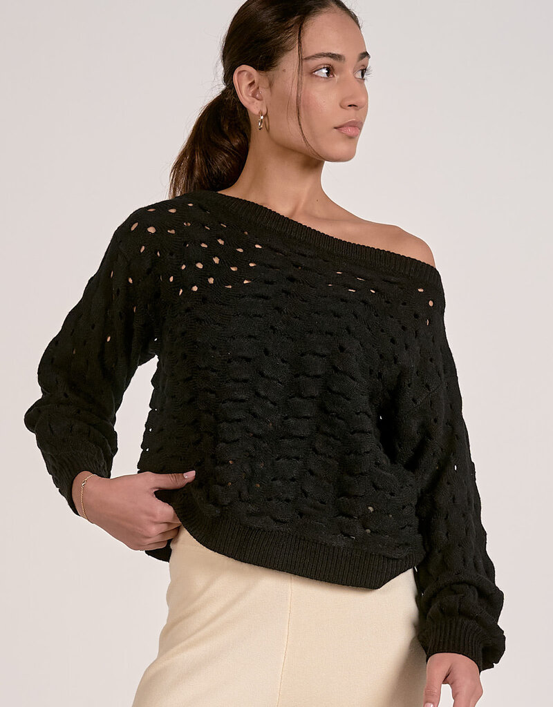 Wide Neck Open Knit Sweater
