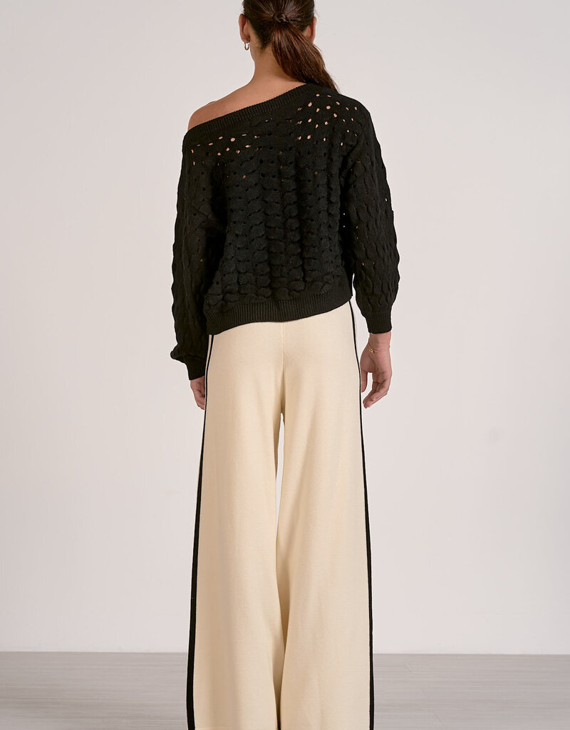 Wide Neck Open Knit Sweater