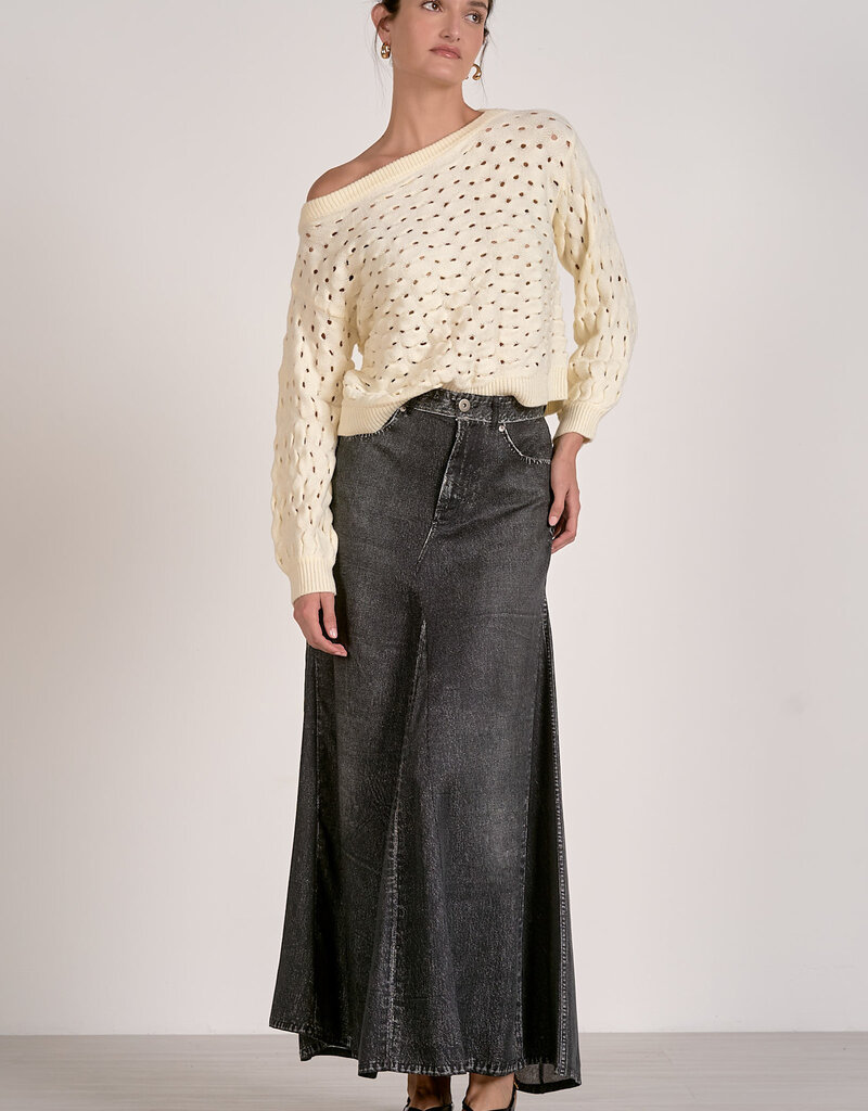 Wide Neck Open Knit Sweater