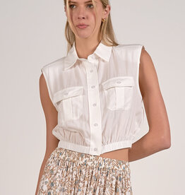 Sleeveless Collared Crop Top