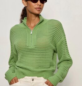 Open Knit Half Zip Sweater